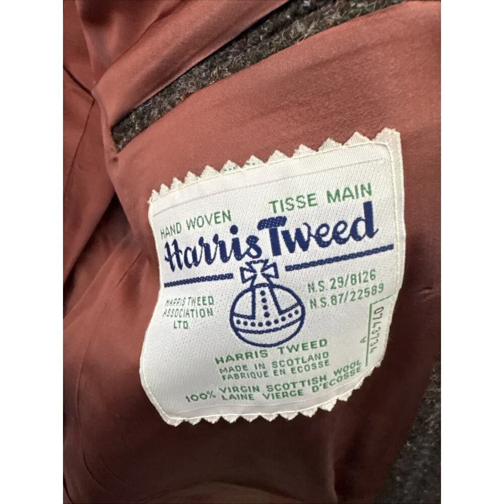 Harris Tweed Men 40L Tall Wool‎ Brown Blazer Sports Coat Moores Striped